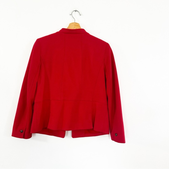 Talbots Womens 10 Petite Red Military Knit Twill Band Jacket Blazer Holiday - Picture 6 of 6